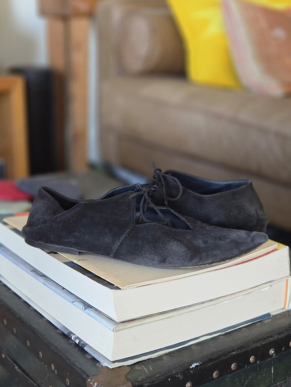 CELINE Black Suede Babouche Pointed Toe Ballet Flats